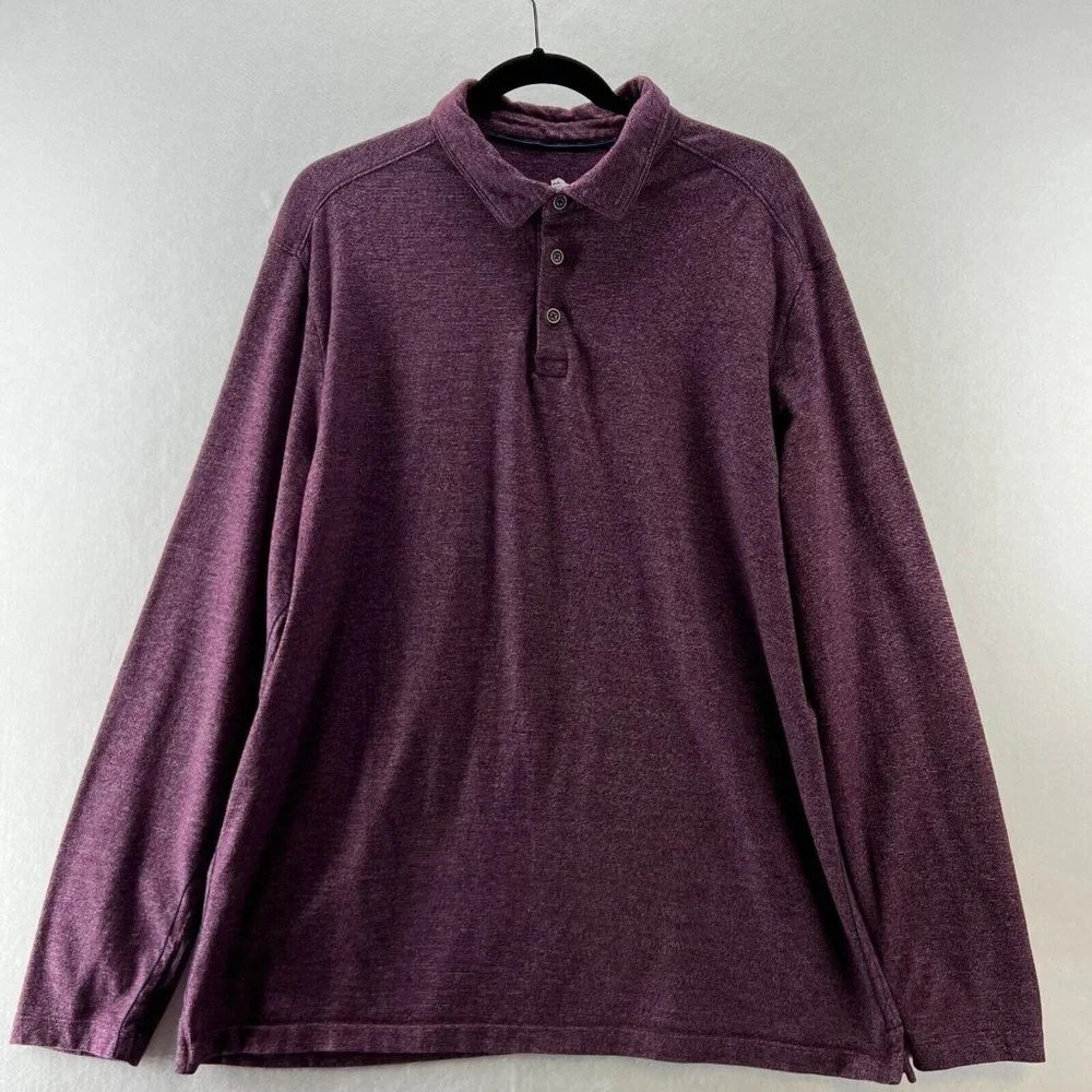 Tommy Bahama Polo Shirt Mens Size XL Midnight Sands Long Sleeve Cotton Purple